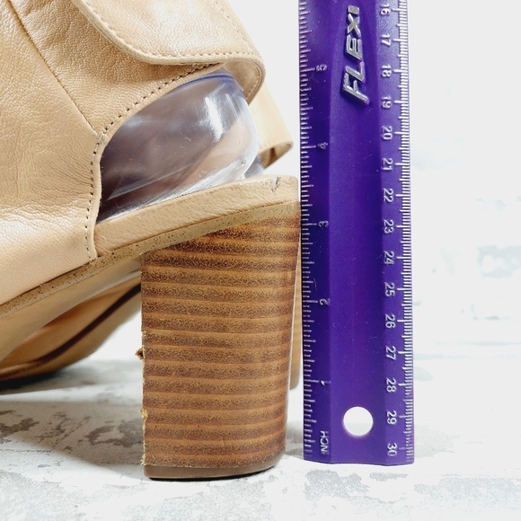 Steve Madden Nonstp Natural Leather Slip On Peep Toe Block Heel Booties O68 - Picture 9 of 13